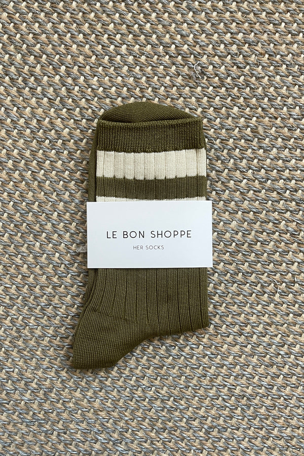 Le Bon Shoppe Her Varsity Fern Socks - White Feather Boutique