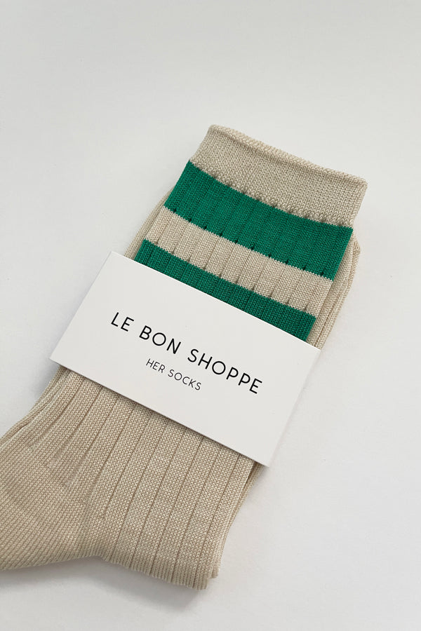 Le Bon Shoppe Her Varsity Socks - Green - White Feather Boutique