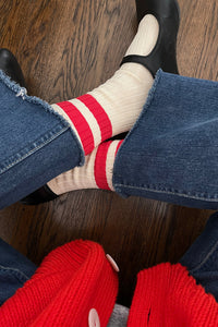 Le Bon Shoppe Her Varsity Socks - Red - White Feather Boutique