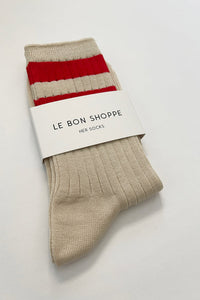 Le Bon Shoppe Her Varsity Socks - Red - White Feather Boutique