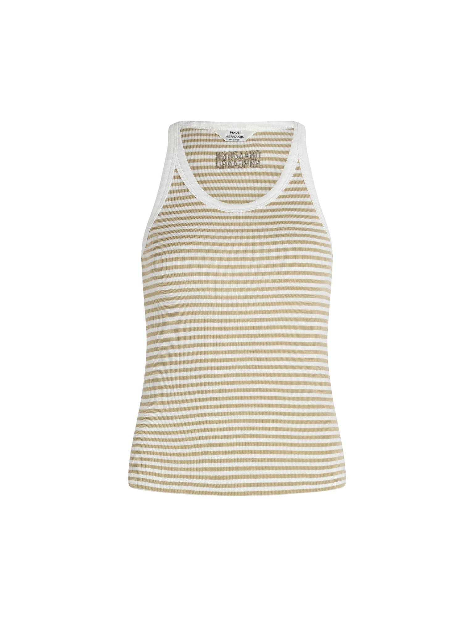 Mads Norgaard Cotton Stripe Carry Top - Elm/White - White Feather Boutique