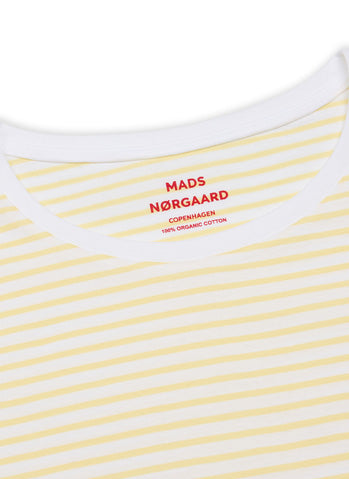 Mads Norgaard Organic Jersey Stripe Tee - Double Cream/White