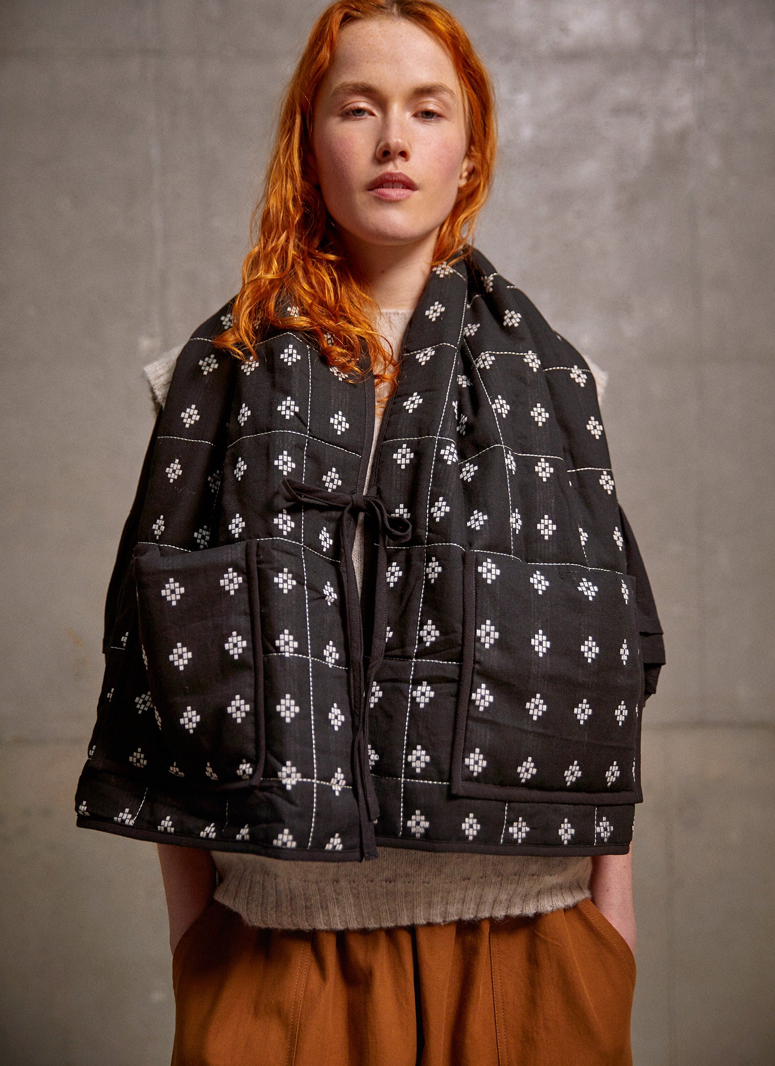 Sideline Snug Shawl Scarf - Black Pattern - White Feather Boutique