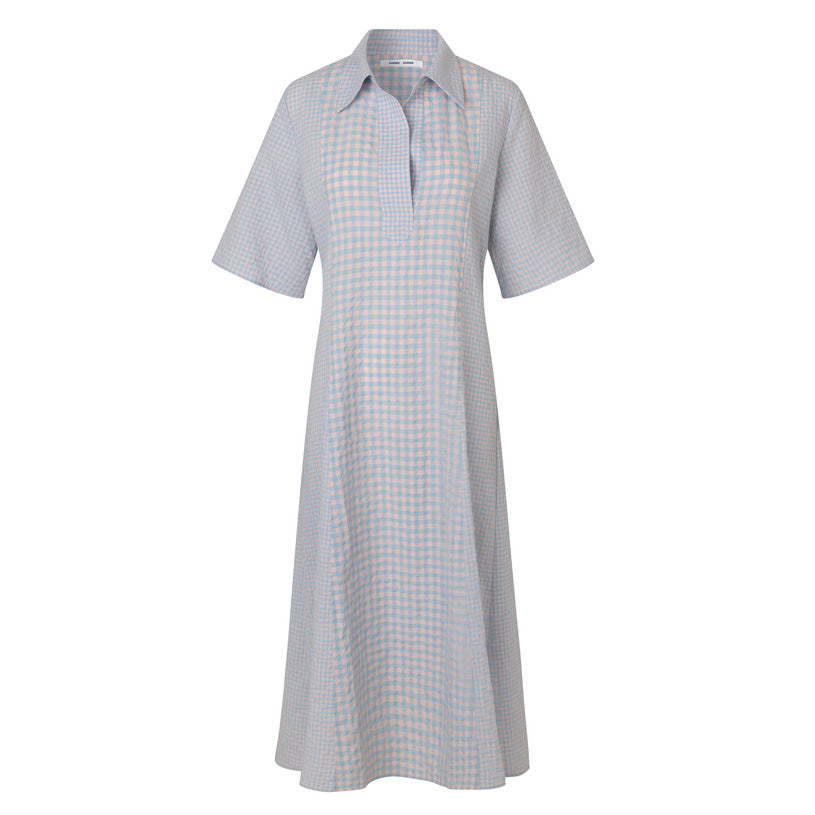 Samsoe Samsoe Isabelle Dress - Light Blue Check - White Feather Boutique