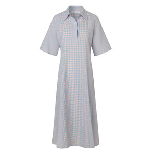 Samsoe Samsoe Isabelle Dress - Light Blue Check - White Feather Boutique