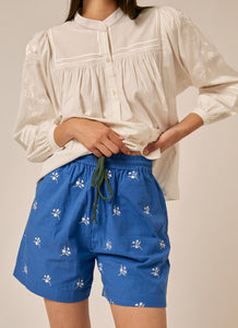 Sideline Lotte Shorts - Blue with white embroidery