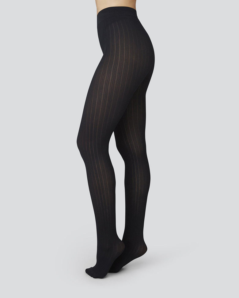 Swedish Stockings Alma Rib Tights - Black