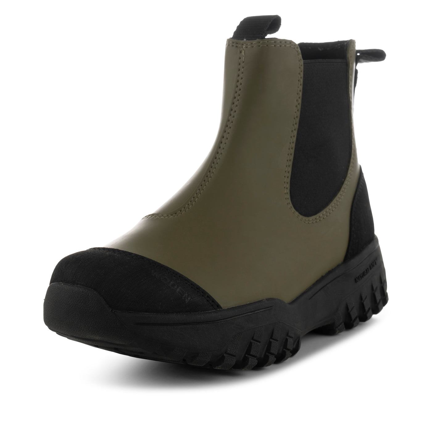 Woden Magda Rubber Track Boot - Dark Olive/Black - White Feather Boutique